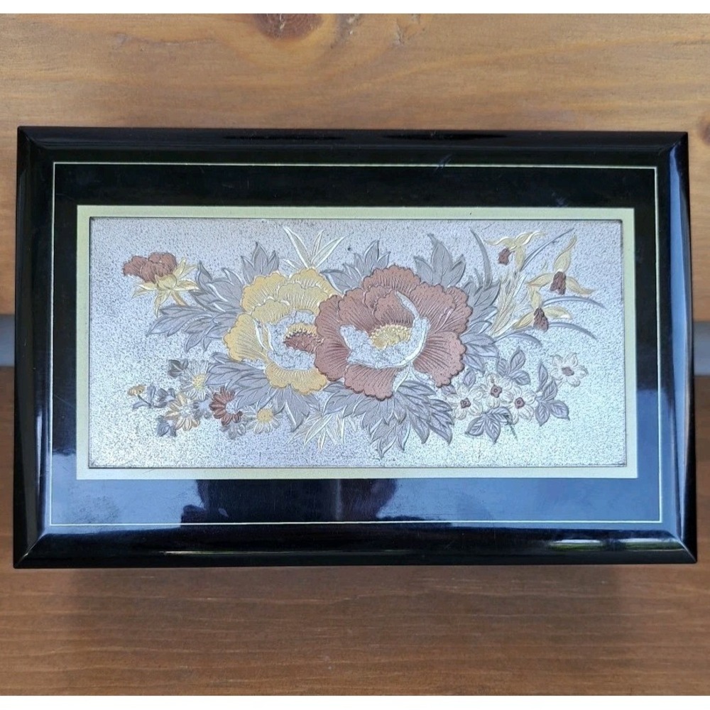 Vintage Collectable Decorative‎ Japanese Chokin Art Musical Jewelry Box 70s
